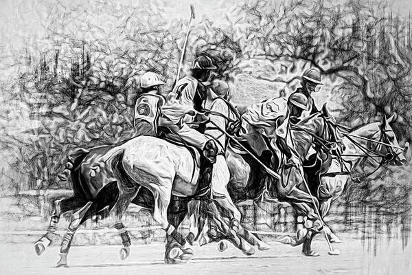 Alicegipsonphotographs Art Print featuring the photograph Black And White Polo Hustle by Alice Gipson