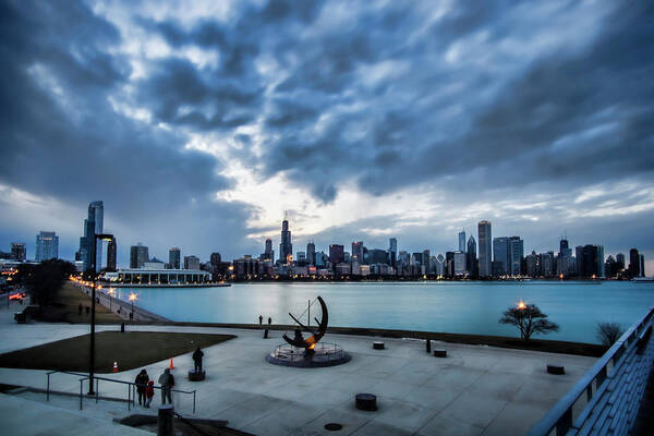 Chicago Art Print featuring the photograph Blue clouds and Chicago Skyline by Sven Brogren