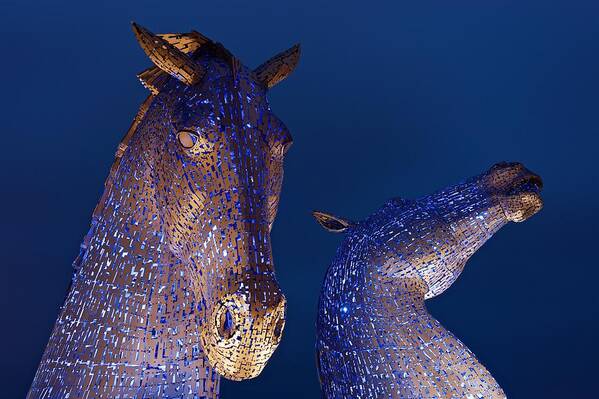 Kelpies Art Print featuring the photograph Blue Kelpies by Stephen Taylor