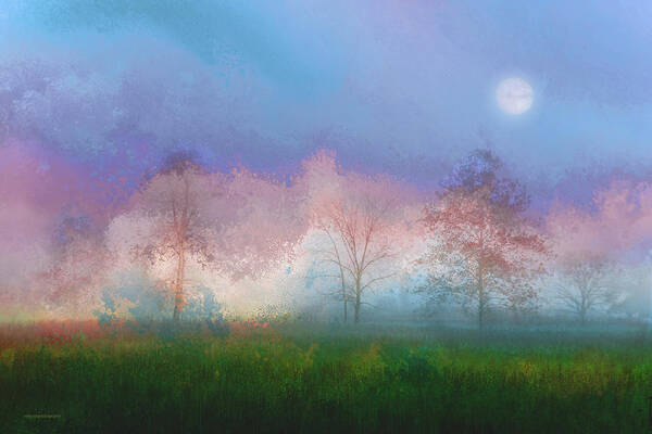 Landscape Art Print featuring the digital art Blue Moon by Ron Jones