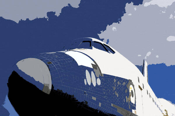 Art Art Print featuring the painting Blue sky shuttle by David Lee Thompson