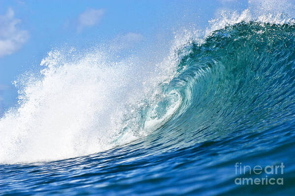 Wave Art Print featuring the photograph Blue Tube Wave by Paul Topp