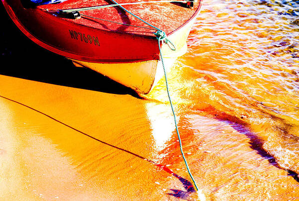 Boat Abstract Yellow Water Orange Art Print featuring the photograph Boat abstract by Sheila Smart Fine Art Photography