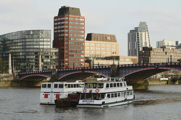Boats Art Print featuring the photograph Boats At Lambeth Bridge by Adrian Wale