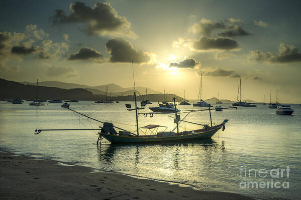 Michelle Meenawong Art Print featuring the photograph Boats In The Bay by Michelle Meenawong