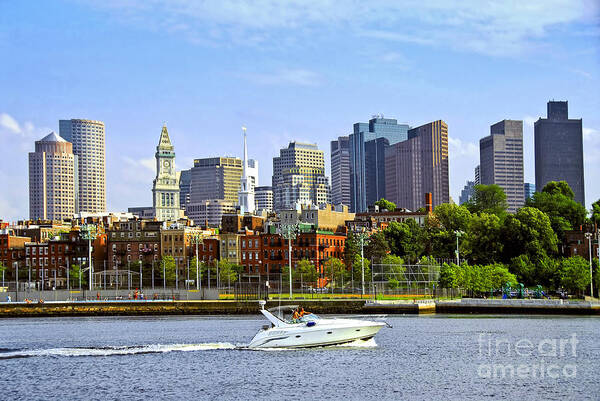 Boat Art Print featuring the photograph Boston skyline by Elena Elisseeva