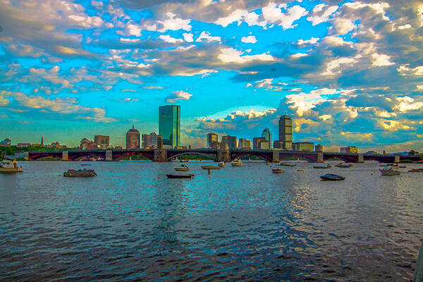 Boston Art Print featuring the photograph Boston Skyline Painting Effect by Brian MacLean