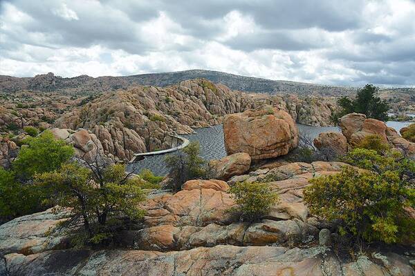 Photograph Art Print featuring the photograph Boulders by the Dam by Richard Gehlbach