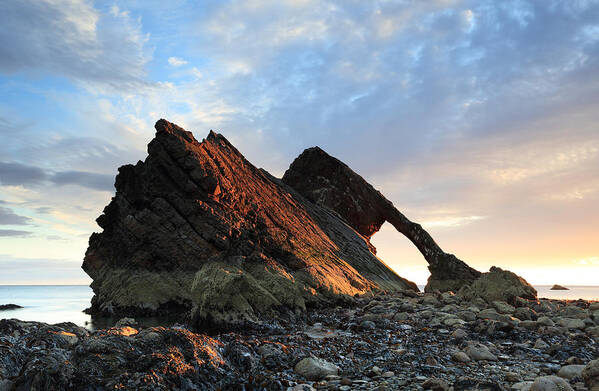 Bow Fiddle Rock Art Print featuring the photograph Bow Fiddle Rock at Sunrise by Maria Gaellman