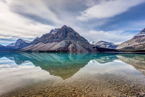 5dsr Art Print featuring the photograph Bow Lake reflection from Num-Ti-Jah Lodge by Pierre Leclerc Photography