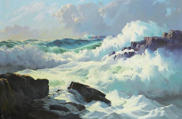Frederick Judd Waugh 1861 - 1940 Breaking Surf Art Print featuring the painting Breaking Surf by Frederick Judd Waugh