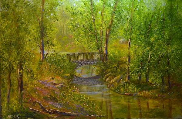 Water Art Print featuring the painting Bridge of Delight by Michael Mrozik