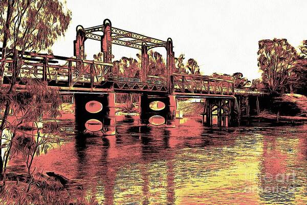 Australia Art Print featuring the digital art Bridge over Murray River by Fran Woods
