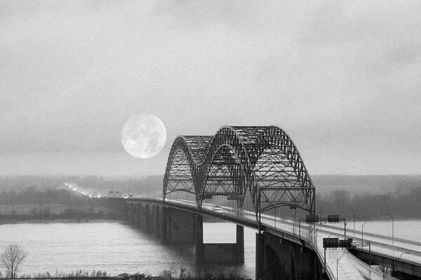 Bridge Art Print featuring the photograph Bridge with Moon by James C Richardson