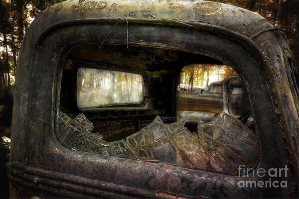 Old Truck Art Print featuring the photograph Broken Window by Arttography LLC