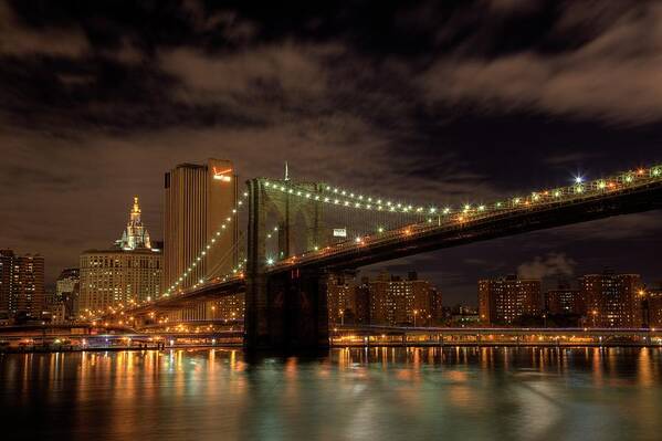 Brooklyn Bridge Art Print featuring the photograph Brooklyn Bridge at Dusk by Shawn Everhart
