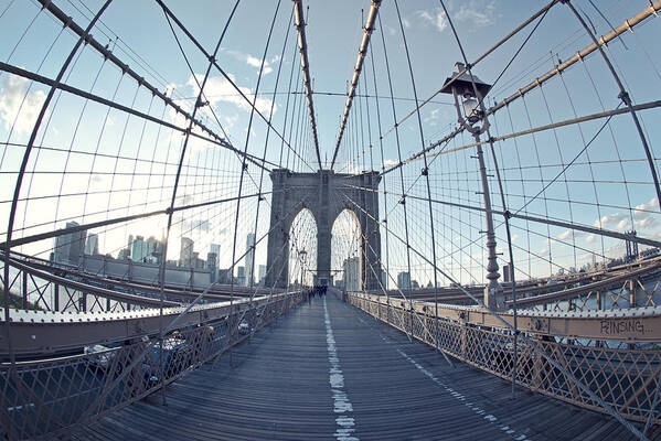 Brooklyn Bridge Art Print featuring the photograph Brooklyn Bridge Fisheye by Matt McDonald