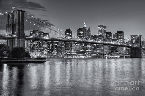 Clarence Holmes Art Print featuring the photograph Brooklyn Bridge Twilight II by Clarence Holmes