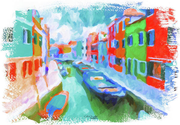 Burano Art Print featuring the painting Burano, Venice, Italy by Chris Armytage