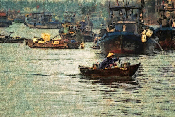 Vietnam Art Print featuring the digital art Busy Hoi Ahn Dawn by Cameron Wood