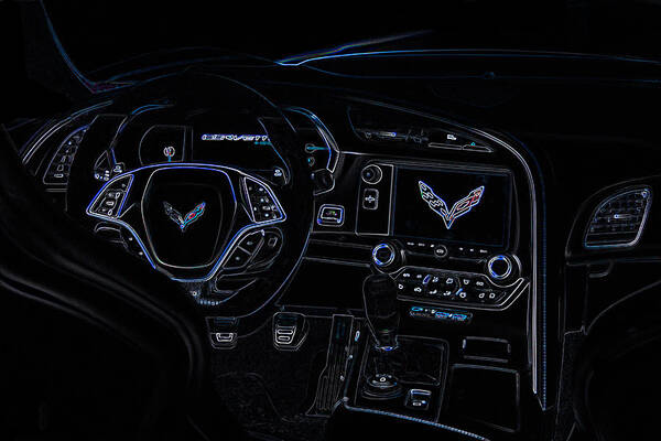 Corvette Art Print featuring the digital art C7 Corvette Interior by Darrell Foster
