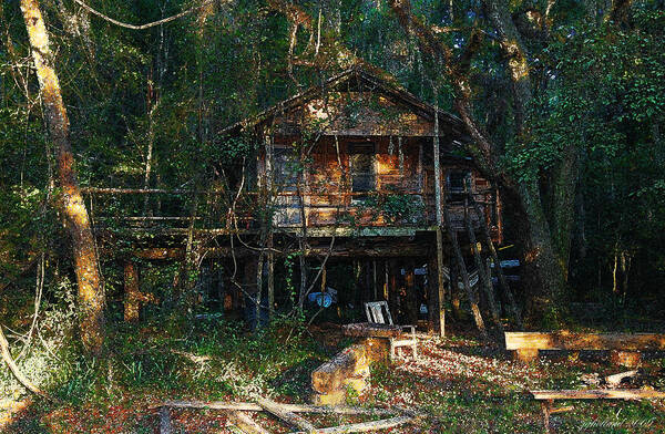 Log Cabin Art Print featuring the digital art Cabin Fever Watercolor by Joseph G Holland