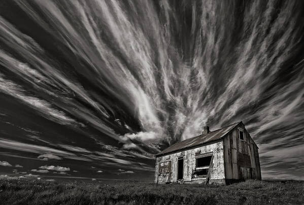 Cabin Art Print featuring the photograph Cabin (mono) by Thorsteinn H. Ingibergsson