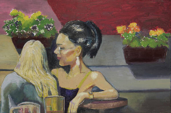 Two Women Art Print featuring the painting Cafe Commune by Craig Newland