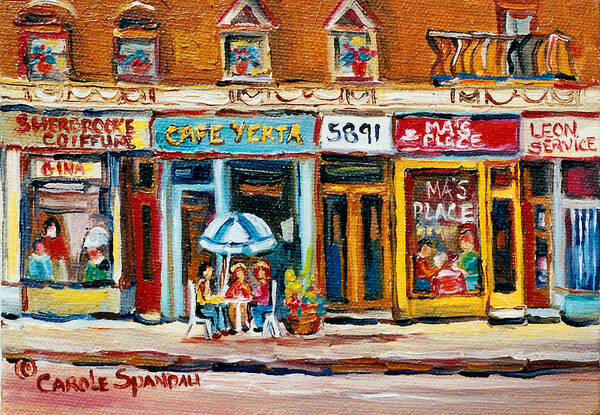 Cafes Art Print featuring the painting Cafe Yenta And Ma's Place by Carole Spandau