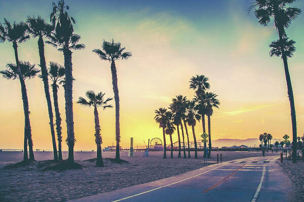 Venice Beach Art Print featuring the photograph Cali Sunset by Az Jackson