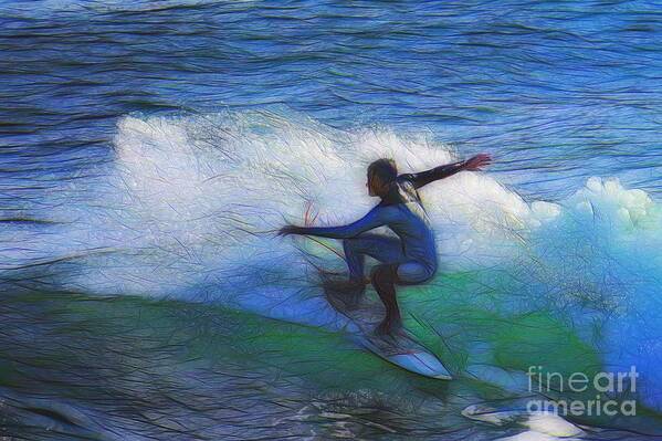 Surfing Art Print featuring the photograph California Surfer Abstract Nbr 15 by Scott Cameron