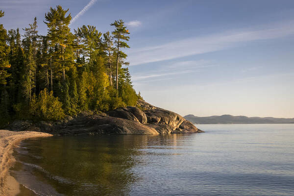 Lake Superior Provincial Park Art Print featuring the photograph Calm Seas Film Grain Look by Steve L'Italien