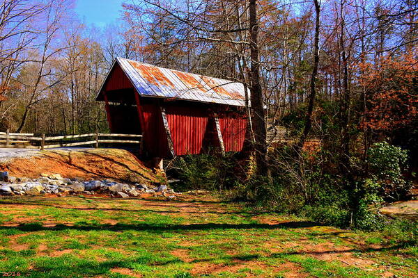 Campbell's Covered Bridge Est. 1909 Art Print featuring the photograph Campbell's Covered Bridge Est. 1909 by Lisa Wooten