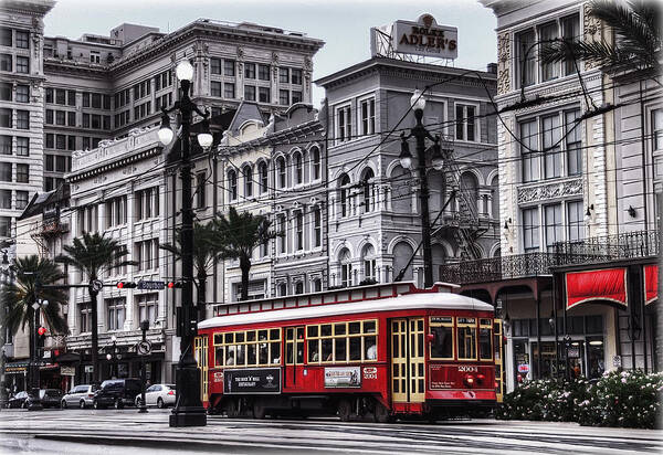 Nola Art Print featuring the photograph Canal Street Trolley by Tammy Wetzel