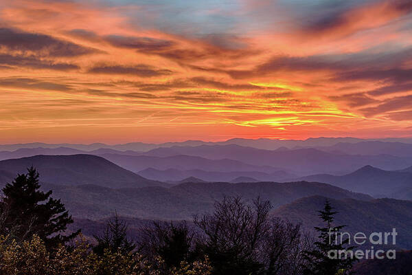 Blue Ridge Parkway Art Print featuring the photograph Caney Fork Overlook Sunset by Jennifer Ludlum