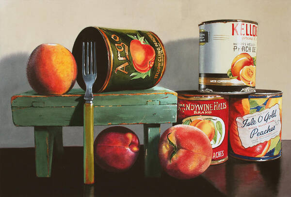 Peach Art Print featuring the painting Canned Peaches by Denny Bond