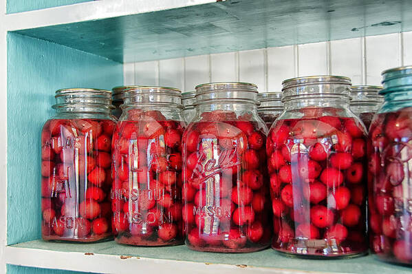 Bottled Art Print featuring the photograph Canning cherries by Debra Baldwin