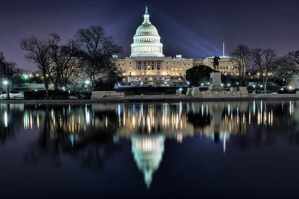 Reflection Art Print featuring the photograph Capital Building by Bill Dodsworth