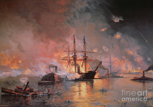 Capture Of New Orleans By Union Flag Officer David G. Farragut Art Print featuring the painting Capture of New Orleans by Union Flag Officer David G Farragut by Julian Oliver Davidson