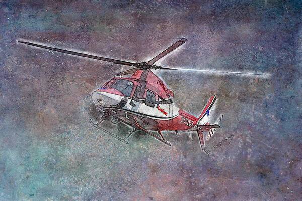 Helicopter Art Print featuring the mixed media Care Flight by David Wagner