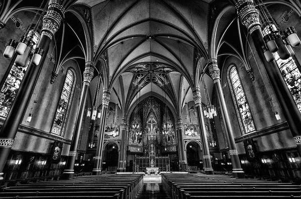 Black And White Art Print featuring the photograph Cathedral of the Madeline in Black and W by Michael Ash