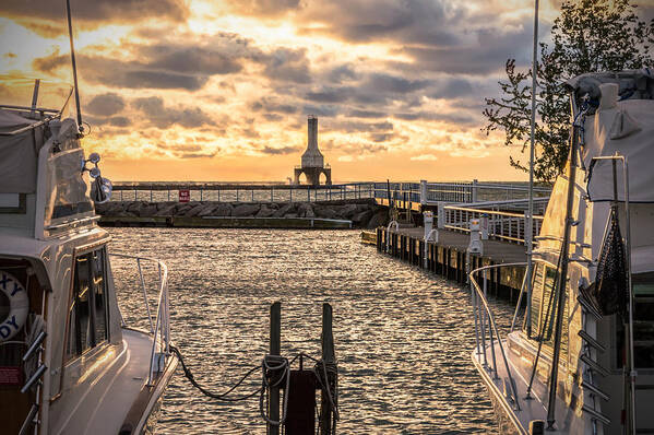 Sunrise Art Print featuring the photograph Centered in the Marina by James Meyer