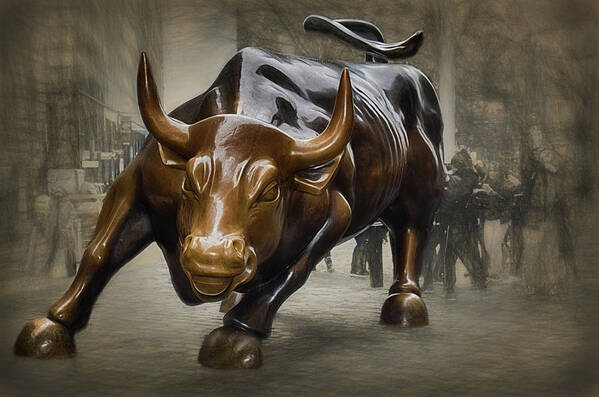 New York Bull Art Print featuring the photograph Charging Bull by Dyle Warren
