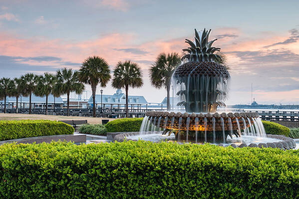 Charleston Art Print featuring the photograph Charleston South Carolina Downtown Waterfront Park Pineapple Fountain by Mark VanDyke