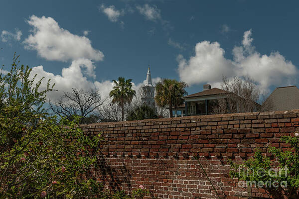 Brick Wall Art Print featuring the photograph Charleston Walled Garden by Dale Powell