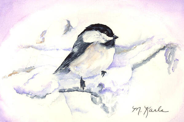 Bird Art Print featuring the painting Cheeky Chickadee by Marsha Karle
