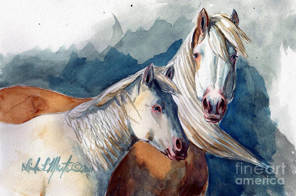 Sand Wash Basin Art Print featuring the painting Cheyenne and Tripod by Linda L Martin