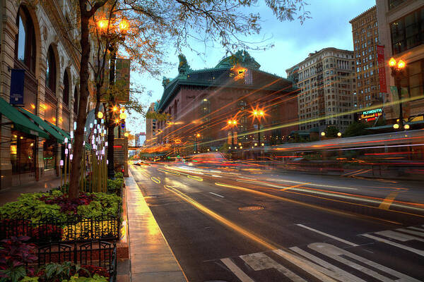 Architecture Tour Art Print featuring the photograph Chicago Lights Hustle Bustle by Wayne Moran