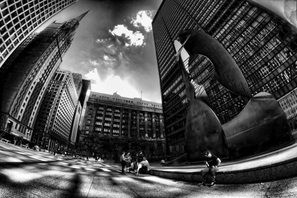 Picasso Art Print featuring the photograph Chicago's Picasso with a fisheye view by Sven Brogren