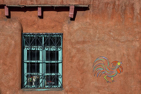 Santa Fe Art Print featuring the photograph Chicken Art on an Adobe Wall by Stuart Litoff